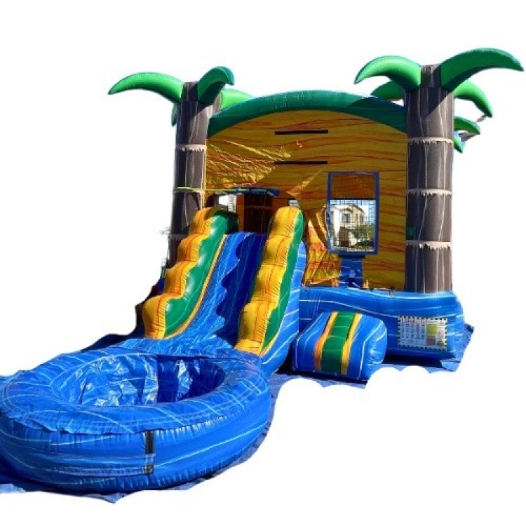 Palm Tree Jumper Bounce House W/Slide (Wet/Dry)